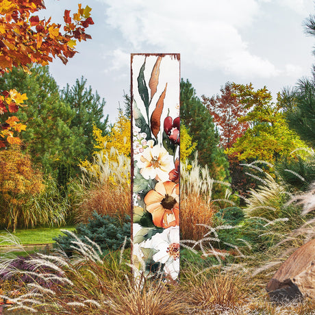 42" Watercolor Pumpkin Garden Stake