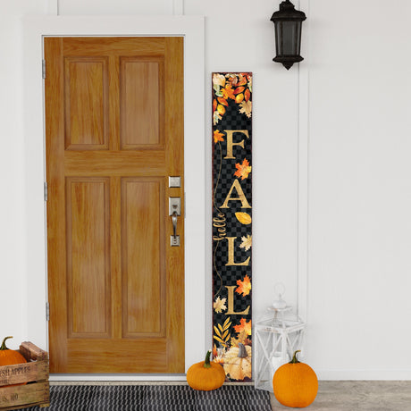 Hello Fall Porch Sign - Front Porch Fall Welcome Sign with Vintage Autumn Decoration, Rustic Modern Farmhouse Entryway Porch Fall Decor