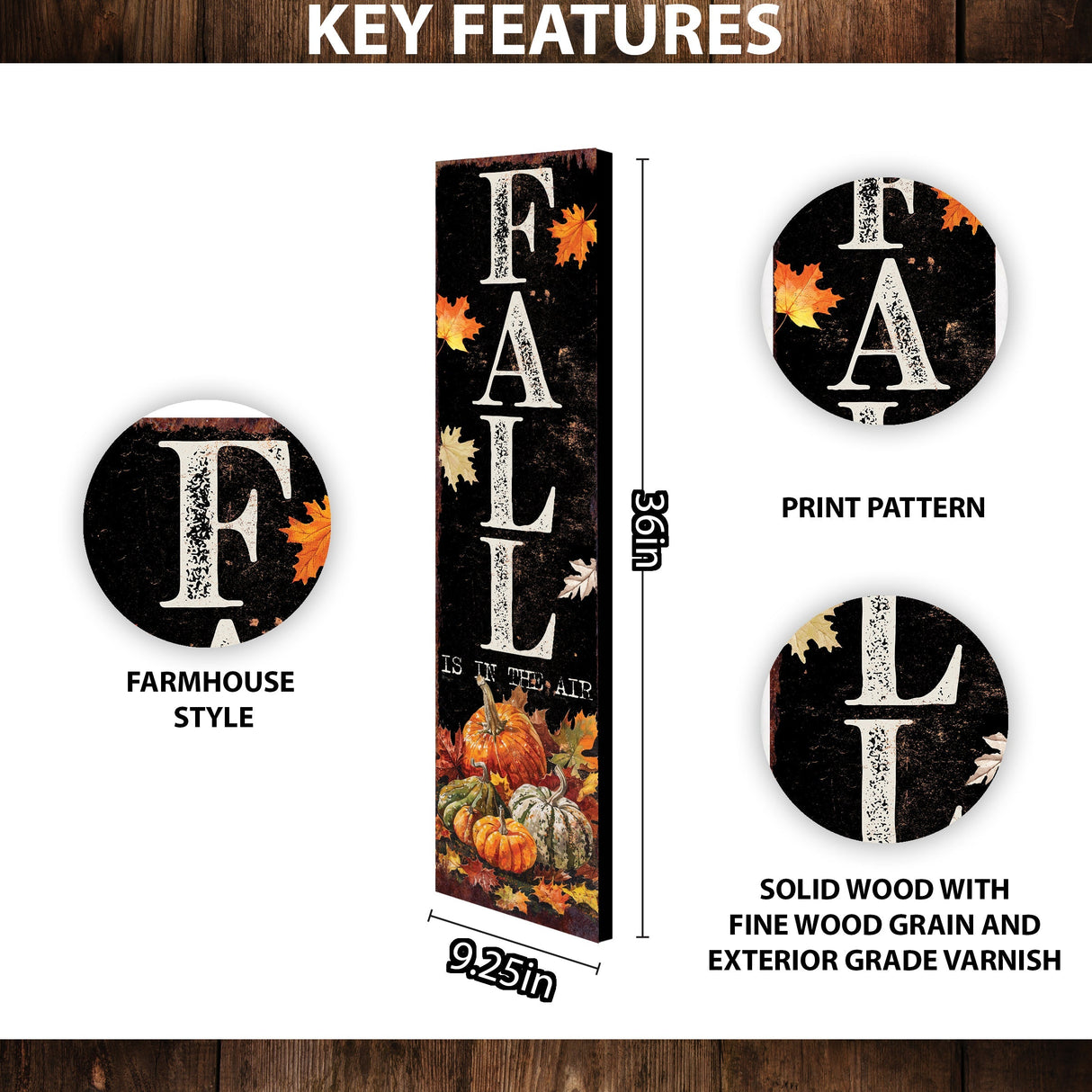 36-Inch Autumn Welcome Porch Sign
