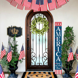 72in 4th of July America Land of the Free Sign | Patriotic Wooden Porch Decor | Vertical Stars & Stripes | Independence Day Outdoor Decor