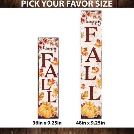 Fall Porch Sign - Front Porch Fall Welcome Sign with Vintage Autumn Decoration | Fall Entryway Porch Decor | Wood, UV Print | 36x9.25in & 48x9.25in