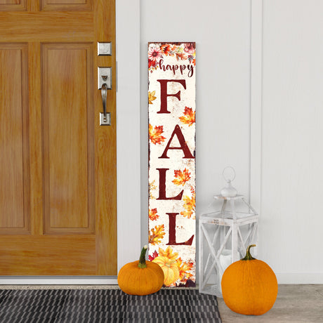 Fall Porch Sign - Front Porch Fall Welcome Sign with Vintage Autumn Decoration | Fall Entryway Porch Decor | Wood, UV Print | 36x9.25in & 48x9.25in