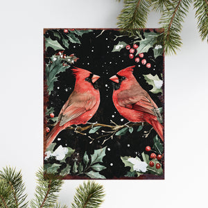 15in Christmas Cardinals Table Decor | Holiday Tabletop Decoration | Indoor Party Decor | 15x12in