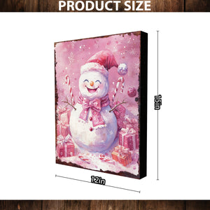 15in Christmas Table Decor | Holiday Snowman Tabletop Decoration | Wooden Indoor Party Decor | 15x12in