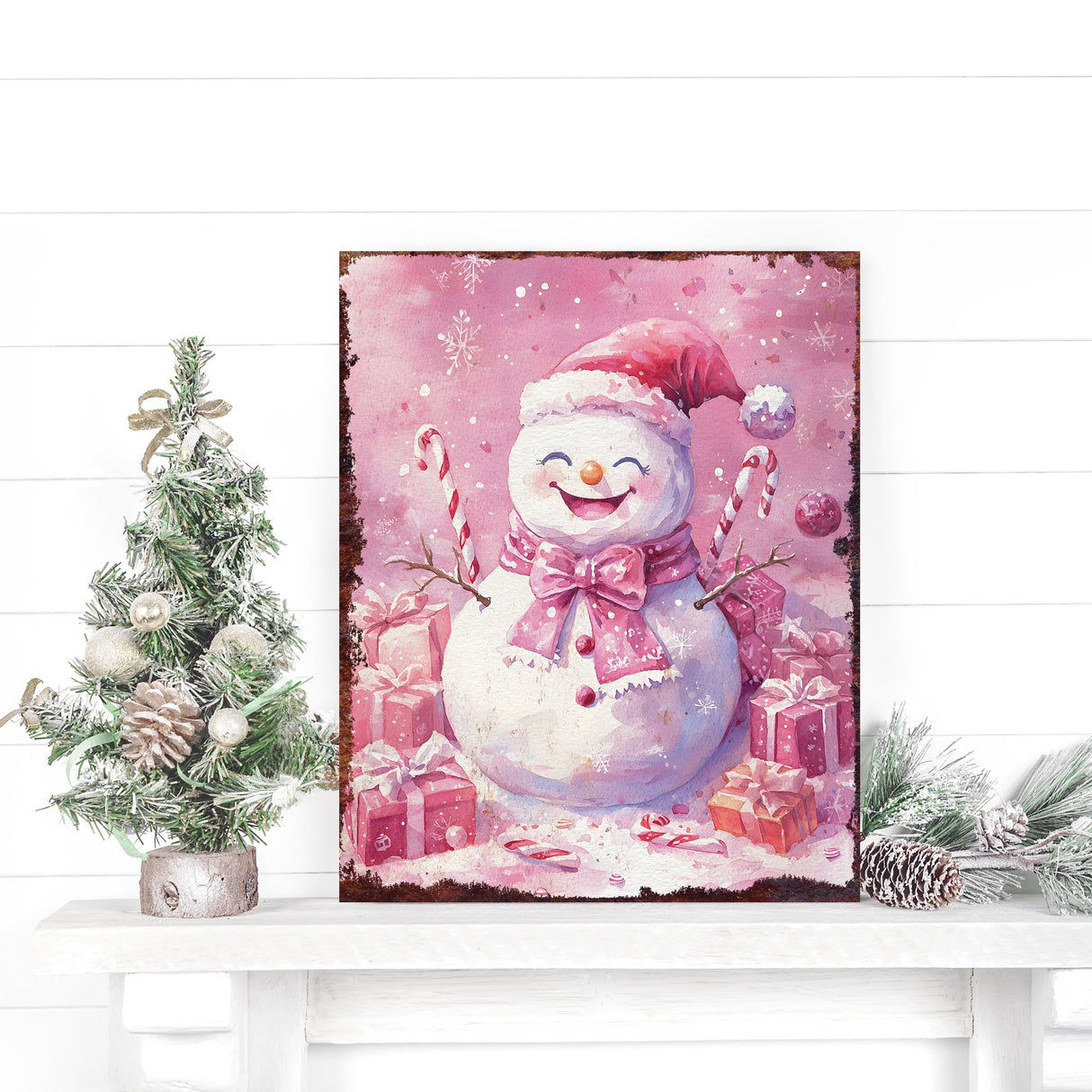 15in Christmas Table Decor | Holiday Snowman Tabletop Decoration | Wooden Indoor Party Decor | 15x12in