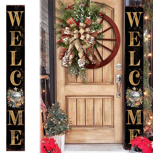 72in Christmas Porch Sign | Holiday Disco Ball Front Door Decoration | Foldable Entryway Decor | 72in x 9.25in