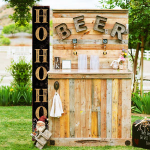 72in Christmas Porch Sign | Santa "HO HO HO” Decoration | Foldable Wooden Entryway Decor