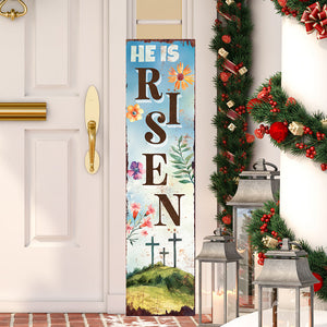 He is Risen Religious Porch Sign | Front Porch Decor | Entryway Sign for Easter | 2 Sizes
