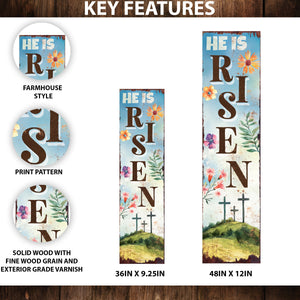 He is Risen Religious Porch Sign | Front Porch Decor | Entryway Sign for Easter | 2 Sizes