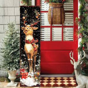 Rudolph Christmas Porch Sign | Front Porch Holiday Plaque | Winter Entryway Decor | Wood, UV Print