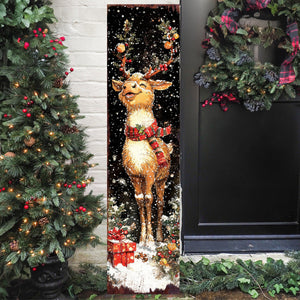 Rudolph Christmas Porch Sign | Front Porch Holiday Plaque | Winter Entryway Decor | Wood, UV Print