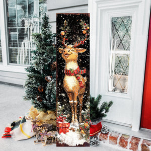 Rudolph Christmas Porch Sign | Front Porch Holiday Plaque | Winter Entryway Decor | Wood, UV Print