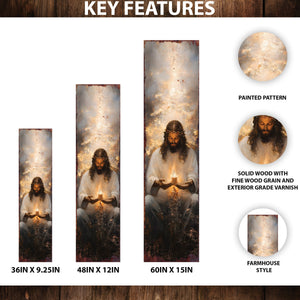 Jesus Christ Religious Porch Sign | Front Porch Plaque | Holiday Entryway Decor | Wood, UV Print | 3 Sizes