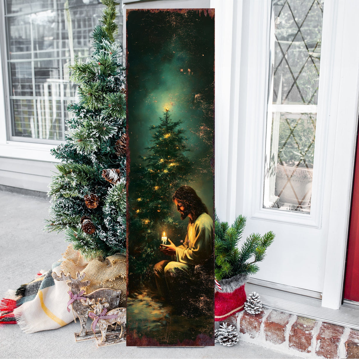 Jesus Christ Prayer Porch Sign | Front Porch Religious Plaque | Holiday Entryway Decor | UV Print | 3 Sizes