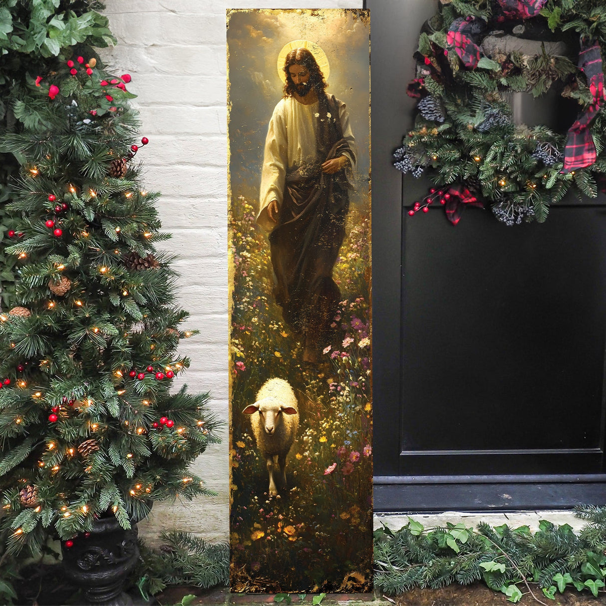 Jesus Christ Porch Sign | Religious Front Porch Plaque | Entryway Decor | UV Print | 3 Sizes
