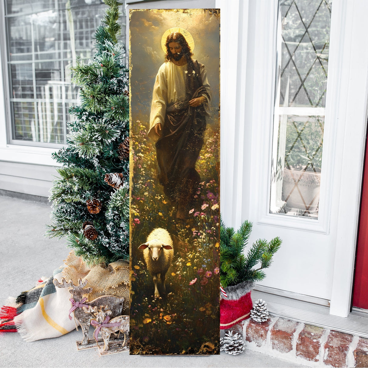 Jesus Christ Porch Sign | Religious Front Porch Plaque | Entryway Decor | UV Print | 3 Sizes
