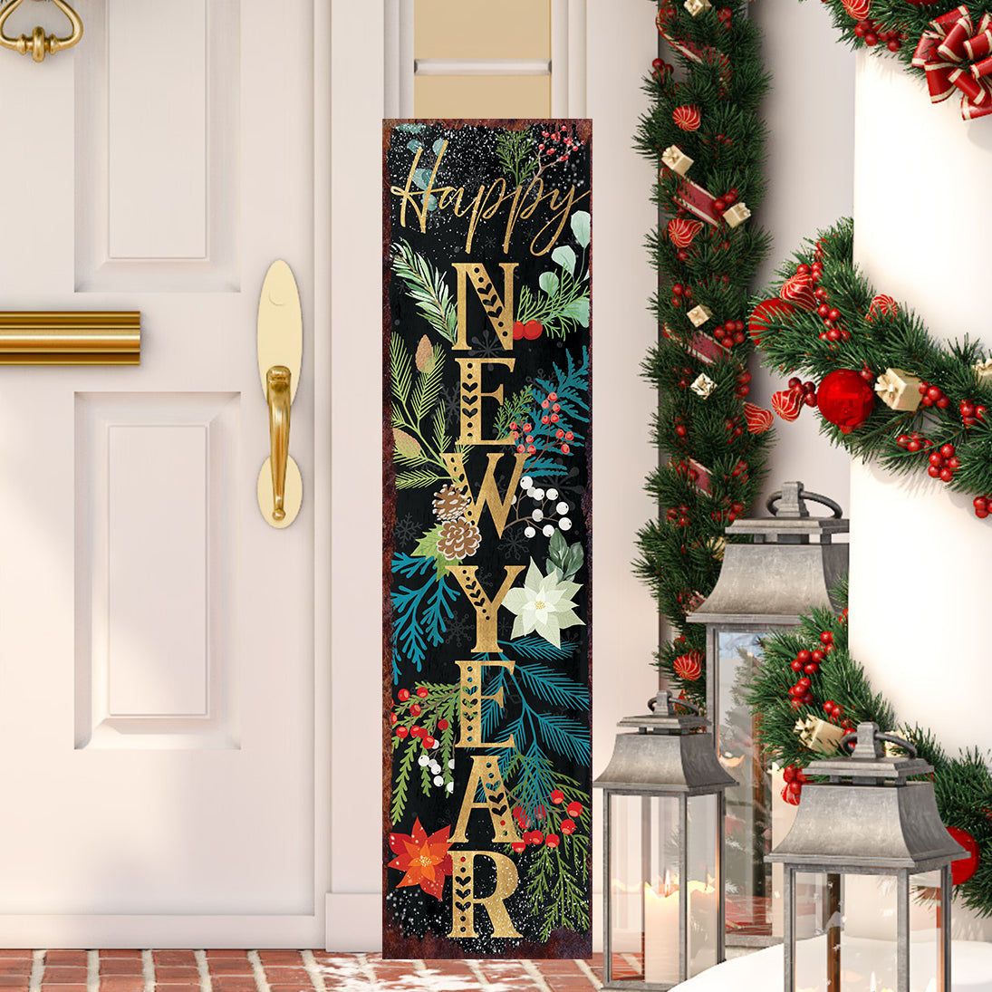 Joy/Peace/Happy New Year Porch Sign | Christmas Welcome Sign | Rustic Farmhouse Entryway Board | 3 Sizes Patterns