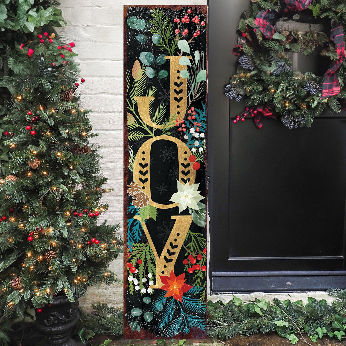 Joy/Peace/Happy New Year Porch Sign | Christmas Welcome Sign | Rustic Farmhouse Entryway Board | 3 Sizes Patterns