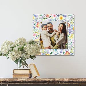 Personalized Spring Wall Decor | Custom Photo Frame | Wildflower Pattern | Custom Print | 3 Size Options