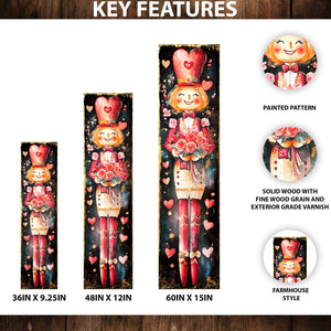 Valentine’s Day Girl Nutcracker Porch Sign | Front Porch Plaque | Entryway Decor | UV Print | 3 Sizes