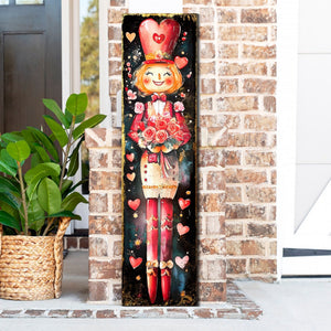 Valentine’s Day Girl Nutcracker Porch Sign | Front Porch Plaque | Entryway Decor | UV Print | 3 Sizes