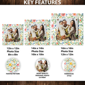 Personalized Spring Wall Decor | Custom Photo Frame | Wildflower Pattern | Custom Print | 3 Size Options