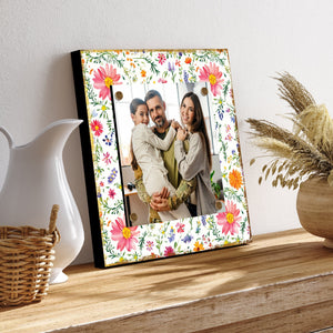 Personalized Spring Wall Decor | Custom Photo Frame | Wildflower Pattern | Custom Print | 3 Size Options