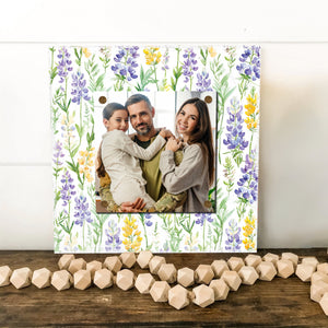Personalized Spring Wall Decor | Custom Photo Frame with Lupine Wildflower Pattern | Custom Print in Spring Colors | Available in 3 Size Options