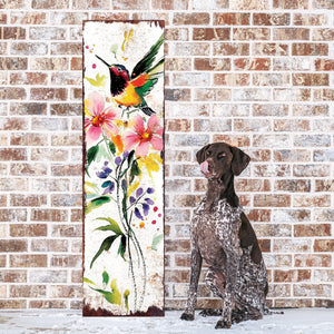 Spring Watercolor Wildflower Porch Sign | Hummingbird Wooden Entryway Decor | Rustic Outdoor Farmhouse Sign | 3 Sizes & Patterns