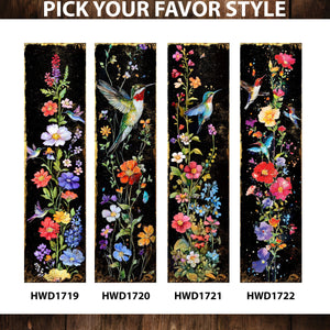 Spring Wildflower Porch Sign | Entryway Decor | UV Print | Front Porch Plaque | Wildflowers & Hummingbirds Design | 3 Sizes | Patterns