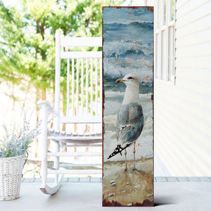 Ocean Seagull Porch Sign | Wooden Entryway Decor | UV Print | Front Porch Plaque | Seagull on the Beach Design | 3 Sizes