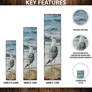 Ocean Seagull Porch Sign | Wooden Entryway Decor | UV Print | Front Porch Plaque | Seagull on the Beach Design | 3 Sizes