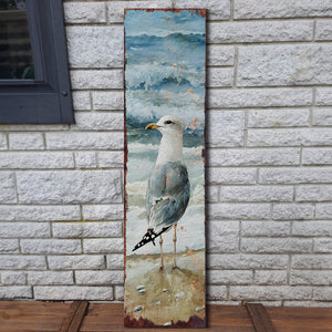 Ocean Seagull Porch Sign | Wooden Entryway Decor | UV Print | Front Porch Plaque | Seagull on the Beach Design | 3 Sizes