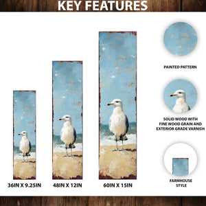 Ocean Seagull Porch Sign | Wooden Entryway Decor | UV Print | Front Porch Plaque | Seagull on the Beach Design | 3 Sizes