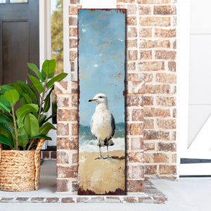 Ocean Seagull Porch Sign | Wooden Entryway Decor | UV Print | Front Porch Plaque | Seagull on the Beach Design | 3 Sizes