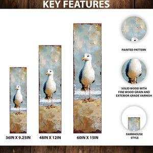 Ocean Seagull Porch Sign | Wooden Entryway Decor | UV Print | Front Porch Plaque | Seagull on the Beach Design | 3 Sizes