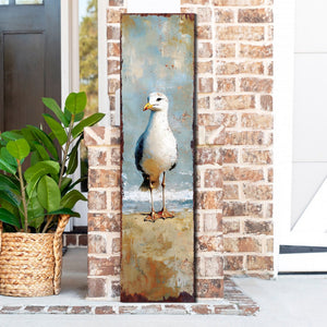 Ocean Seagull Porch Sign | Wooden Entryway Decor | UV Print | Front Porch Plaque | Seagull on the Beach Design | 3 Sizes
