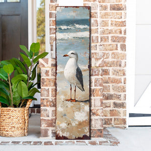 Ocean Seagull Porch Sign | Wooden Entryway Decor | UV Print | Front Porch Plaque | Seagull on the Beach Design | 3 Sizes