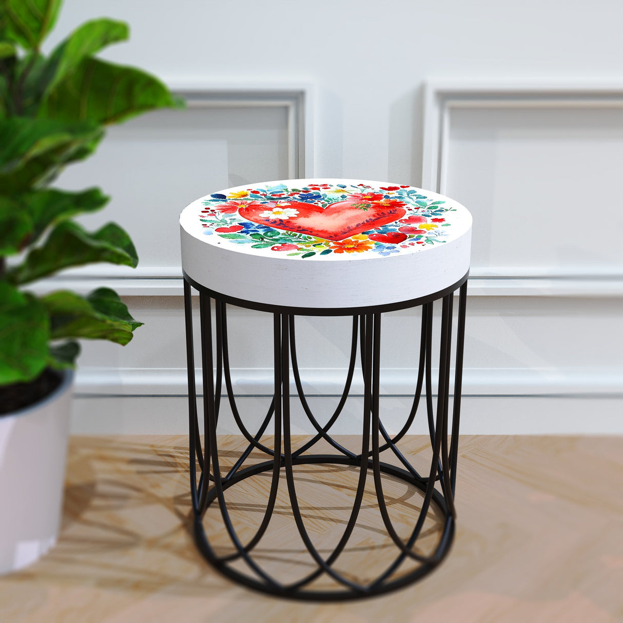 Bright Heart and Botanical Accent Table