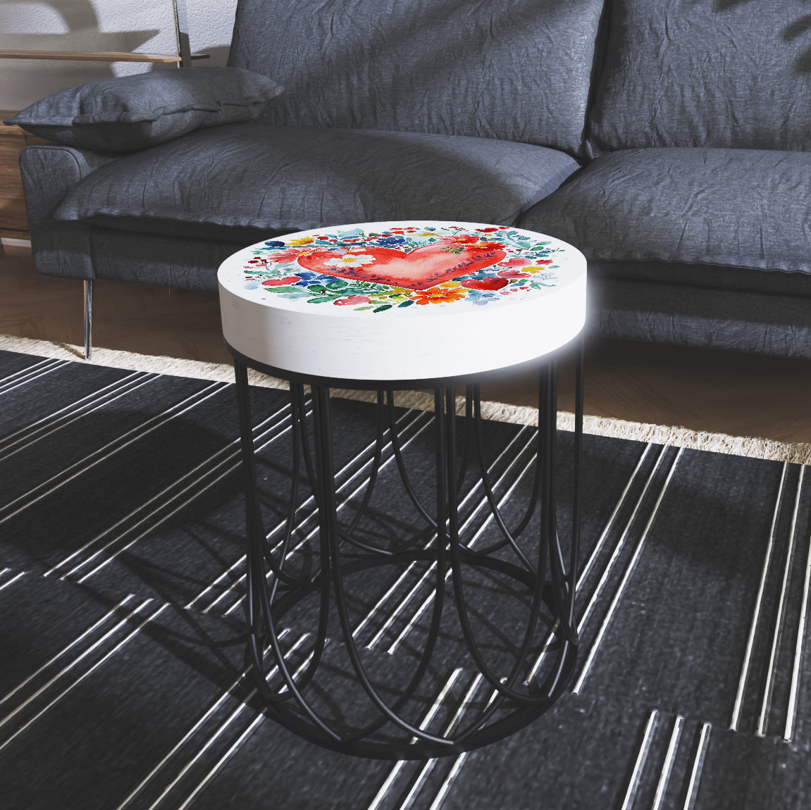 Bright Heart and Botanical Accent Table