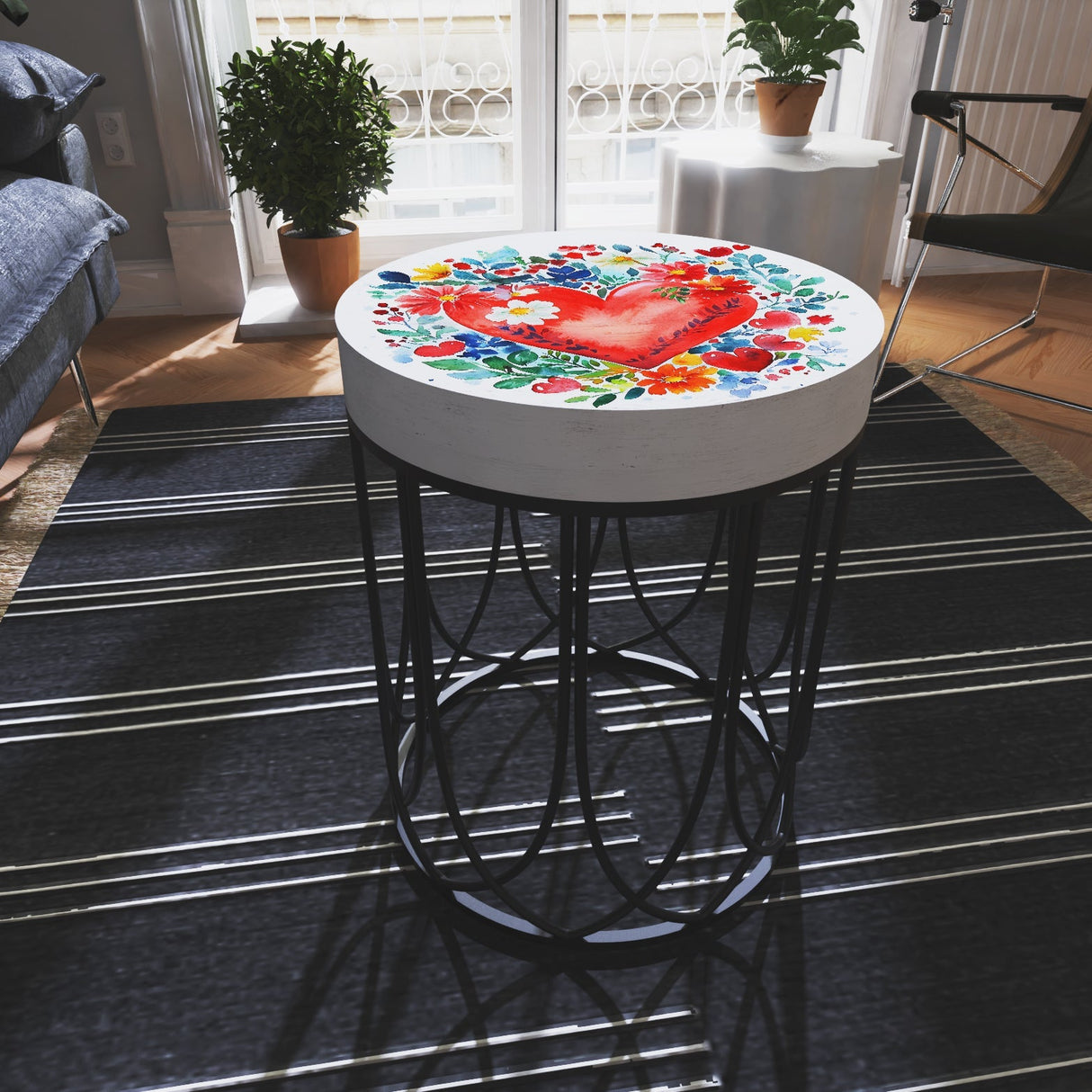 Bright Heart and Botanical Accent Table