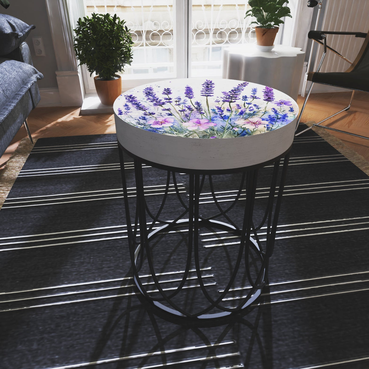Lavender Botanical Accent Table