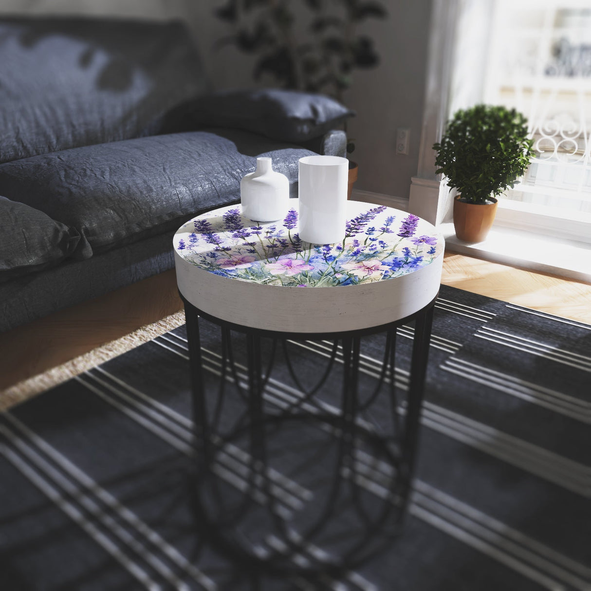 Lavender Botanical Accent Table