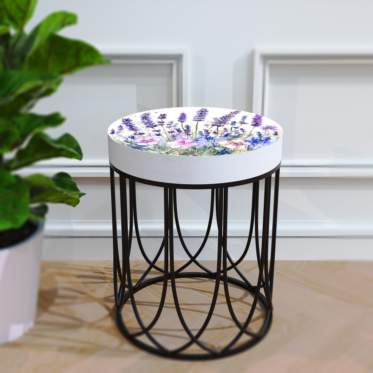 Lavender Botanical Accent Table