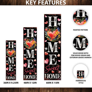 Home Sweet Home Valentine’s Day Porch Sign | Wooden Entryway Decor | UV Print | Front Porch Plaque | 3 Sizes