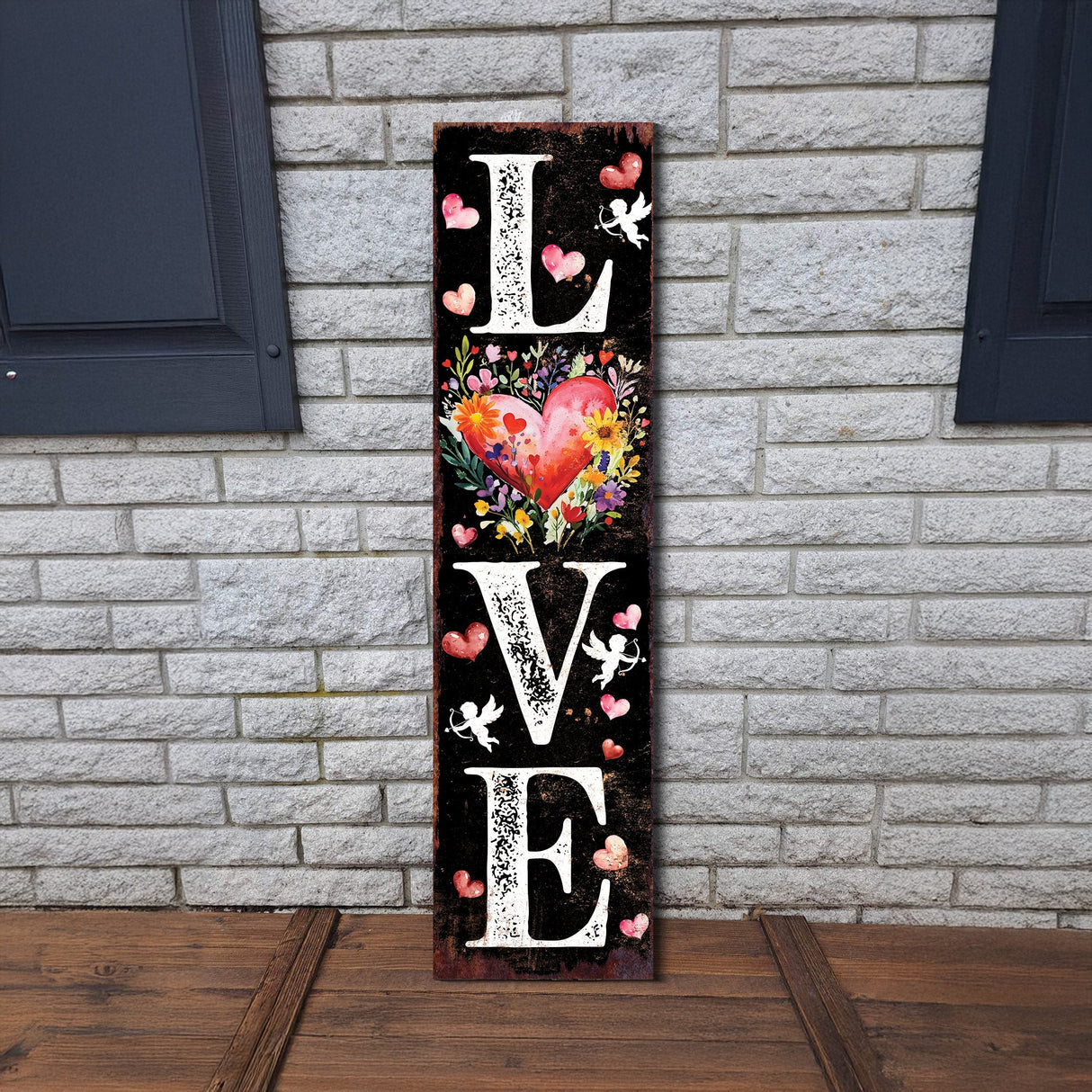 LOVE Valentine’s Day Porch Sign | Wooden Entryway Decor | UV Print | Front Porch Plaque | Romantic Home Decor | 3 Sizes