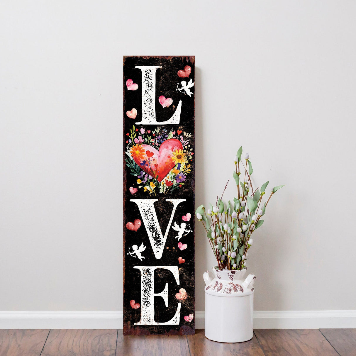 LOVE Valentine’s Day Porch Sign | Wooden Entryway Decor | UV Print | Front Porch Plaque | Romantic Home Decor | 3 Sizes