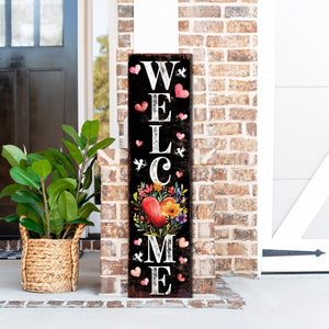 Welcome Valentine’s Day Porch Sign | Wooden Entryway Decor | UV Print | Front Porch Plaque | Romantic Home Decor | 3 Sizes