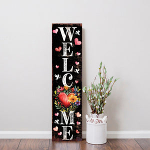 Welcome Valentine’s Day Porch Sign | Wooden Entryway Decor | UV Print | Front Porch Plaque | Romantic Home Decor | 3 Sizes