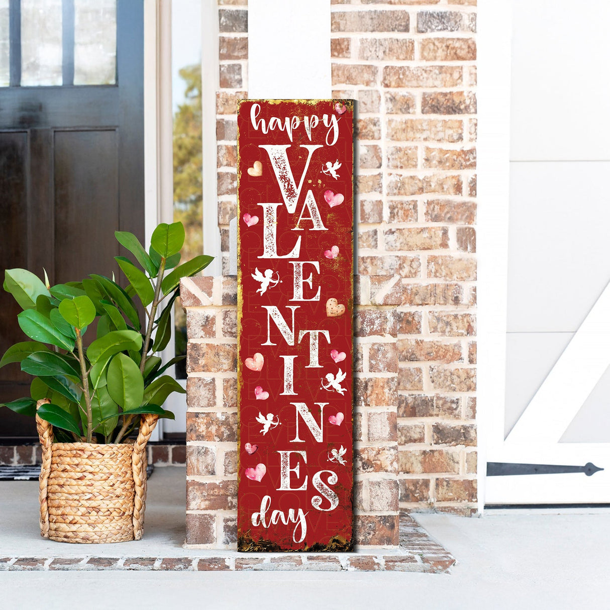 Happy Valentine’s Day Porch Sign | Wooden Entryway Decor | UV Print | Front Porch Plaque | Romantic Home Decor | 3 Sizes